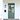 A teal front door with a glass window is framed by white wooden siding, featuring a black wall-mounted lantern on the left and a black mailbox on the wall. A "hello" doormat sits on a stone porch, with a red and black object visible on the left side.